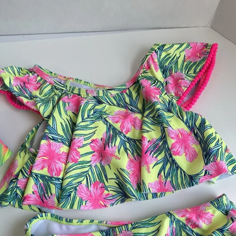 Lot Of 2 Girls 2 Piece Bikini Swimsuit Nicole Miller Wonder NationSize L (10-12)